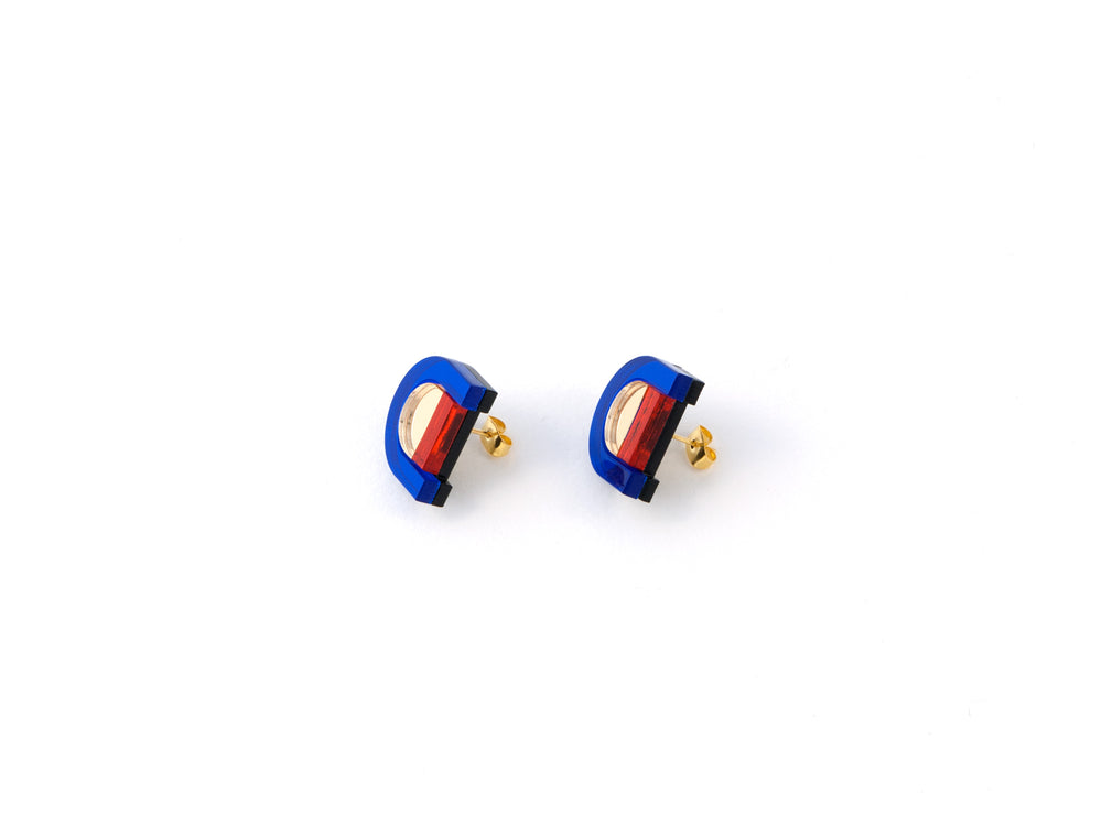 FORM040 Earrings - Blue, Gold, Orange
