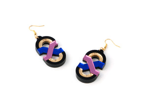 FORM041 Earrings - Babypink, Blue, Gold