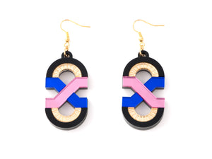 FORM041 Earrings - Babypink, Blue, Gold