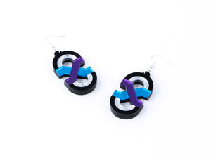 FORM041 Earrings - Mirror Purple, Skyblue, Silver