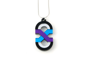 FORM042 Necklace - Mirror Purple, Skublue, Silver