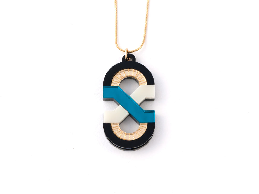 FORM042 Necklace - Teal, Ivory, Gold