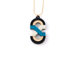 FORM042 Necklace - Teal, Ivory, Gold