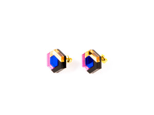 FORM043 Earrings - Babypink, Blue, Gold