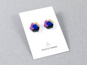 FORM043 Earrings - Babypink, Blue, Gold