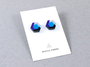 FORM043 Earrings - Mirror purple, Skyblue, Silver