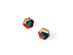 FORM043 Earrings - Teal, Orange, Gold