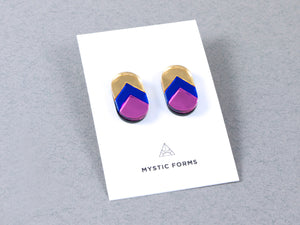 FORM044 Earrings - Gold, Blue, Babypink