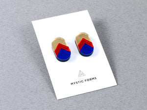 FORM044 Earrings - Gold, Orange, Blue