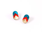 FORM044 Earrings - Teal, Orange, Gold