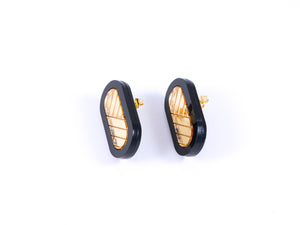 FORM045 Earrings - Black, Gold