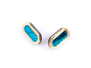 FORM045 Earrings - Gold, Teal