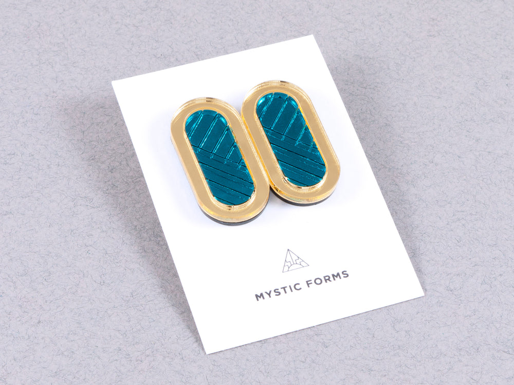 FORM045 Earrings - Gold, Teal