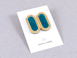 FORM045 Earrings - Gold, Teal