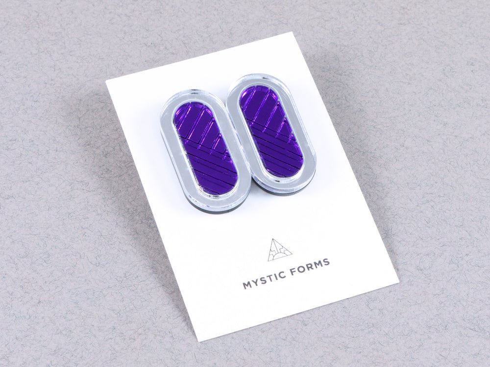 FORM045 Earrings - Silver, Mirror purple