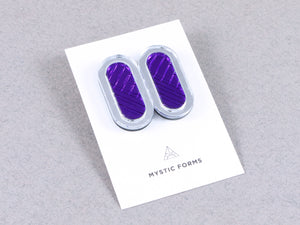 FORM045 Earrings - Silver, Mirror purple