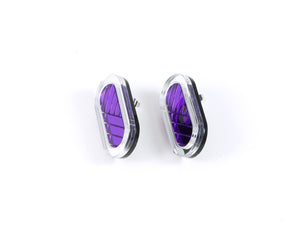 FORM045 Earrings - Silver, Mirror purple