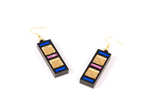 FORM046 Earrings - Gold, Babypink, Blue