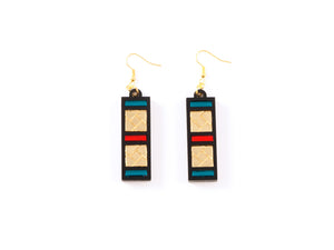 FORM046 Earrings - Gold, Orange, Teal