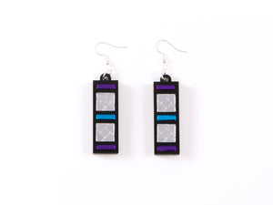FORM046 Earrings - Silver, Skyblue, Mirror purple