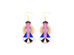 FORM047 Earrings - Gold, Babypink, Blue