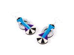 FORM047 Earrings - Silver, Skyblue, Mirror purple