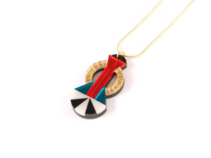 FORM048 Necklace - Gold, Orange, Teal