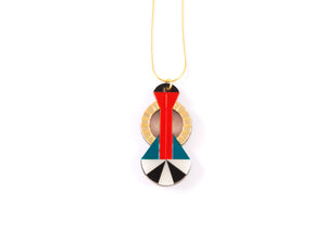 FORM048 Necklace - Gold, Orange, Teal