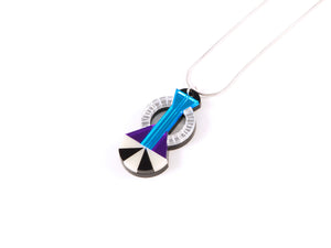 FORM048 Necklace - Silver, Skyblue, Mirror purple