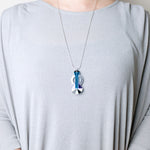 FORM048 Necklace - Silver, Skyblue, Mirror purple