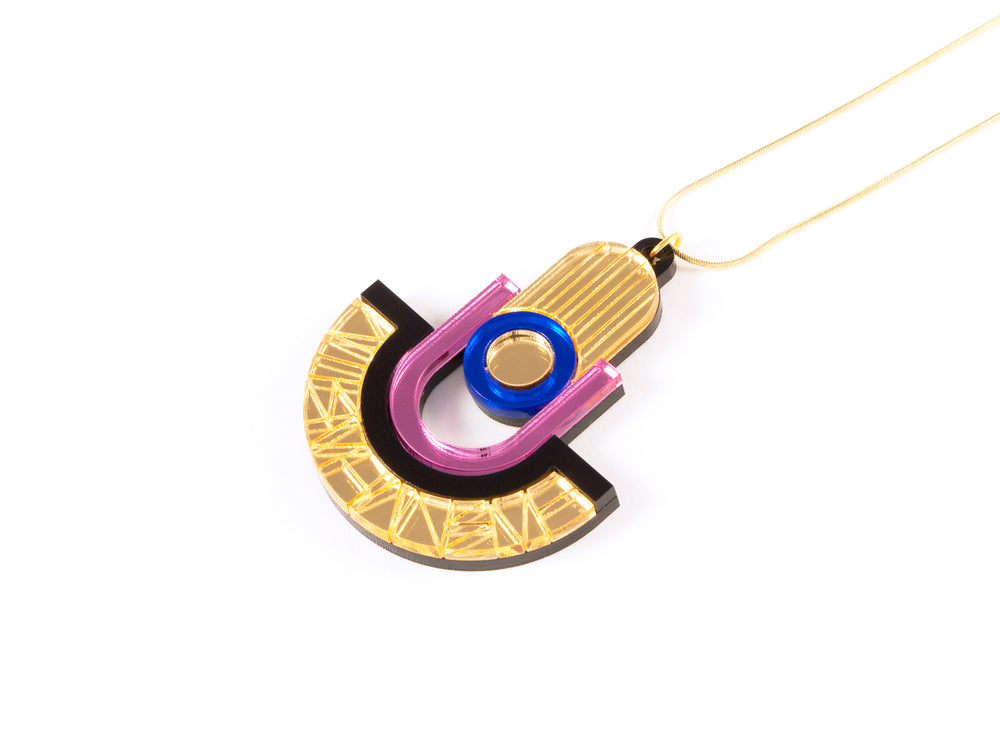 FORM050 Necklace - Gold, Babypink, Blue