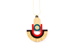 FORM050 Necklace - Gold, Orange, Teal