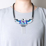 FORM051 Necklace - Silver, Blue, Mirror purple, Skyblue