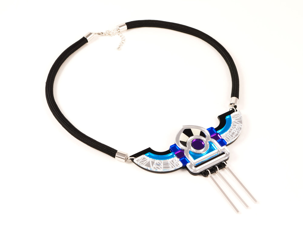 FORM051 Necklace - Silver, Blue, Mirror purple, Skyblue