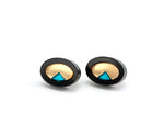 FORM053 OJO DE DIOS I Stud Earrings - Black, Gold, Teal