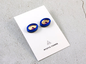 FORM053 OJOS DE DIOS I Stud Earrings - Blue, Gold, Babypink