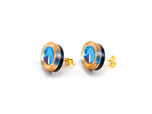 FORM053  OJO DE DIOS I Stud Earrings - Gold, Ice Blue, Purple