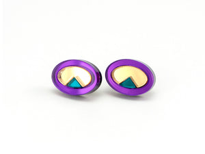 FORM053 OJO DE DIOS I Stud Earrings - Purple Gold, Teal