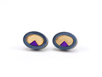 FORM053  OJO DE DIOS I Stud Earrings - Slate Grey, Gold, Purple