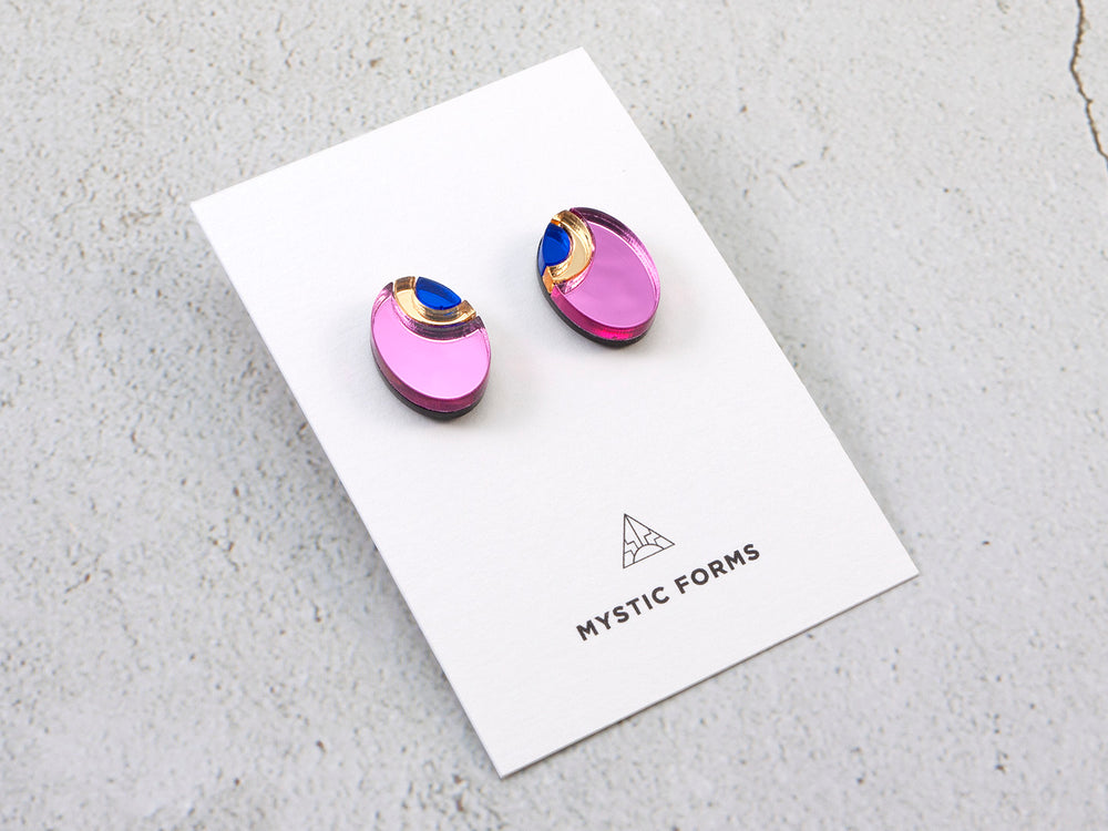 FORM054 OJO DE DIOS II Stud Earrings - Babypink, Gold , Blue