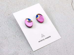 FORM054 OJO DE DIOS II Stud Earrings - Babypink, Gold , Blue