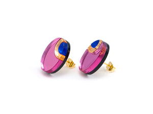 FORM054 OJO DE DIOS II Stud Earrings - Babypink, Gold , Blue