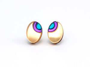 FORM054 OJO DE DIOS II Stud Earrings - Gold Purple, Teal