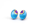 FORM054 OJO DE DIOS II Stud Earrings - Ice Blue, Gold , Purple