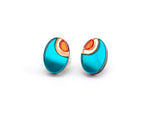 FORM054 OJO DE DIOS II Stud Earrings - Teal, Gold , Orange