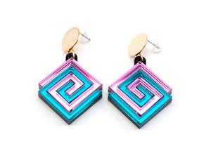 FORM057 UXMAL Stud Earrings - Babypink, Teal