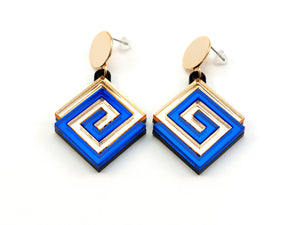 FORM057 UXMAL Stud Earrings - Gold, Blue