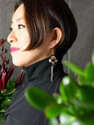 FORM060 ESTRELLA I Drop Earrings - Gold, Slate Grey, Purple