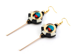 FORM060 ESTRELLA I Drop Earrings - Gold, Teal, Orange