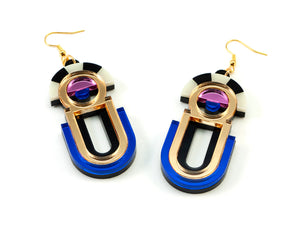 FORM061 ESTRELLA II Drop Earrings - Gold, Babypink, Blue